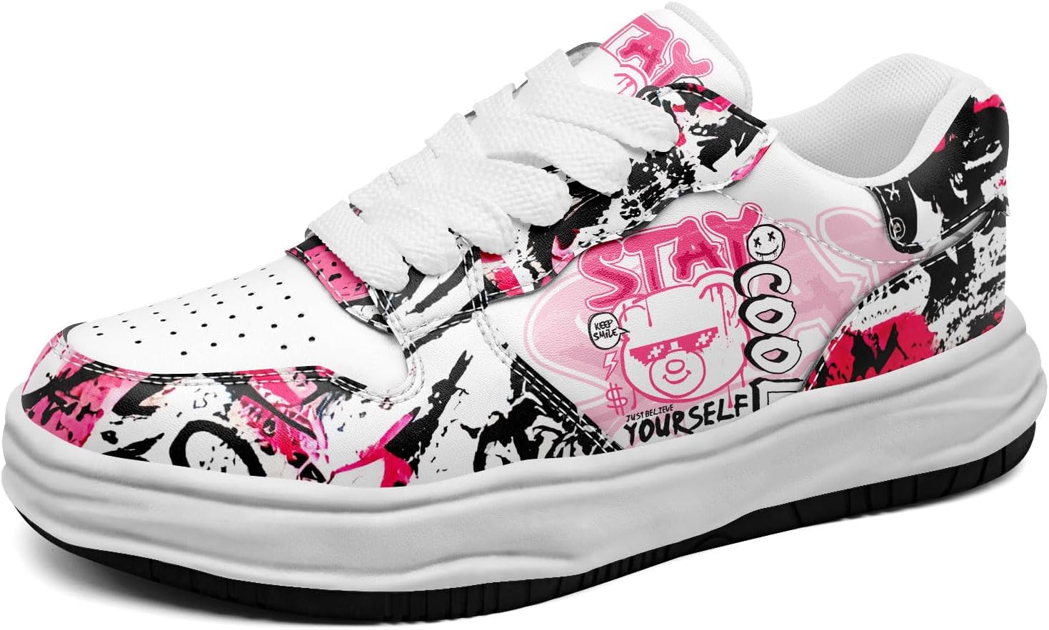 

Кроссовки с граффити для мужчин и женщин, стильная уличная обувь, низкие, удобные для прогулок, ботинки Awsole, белый/черный/красный/розовый