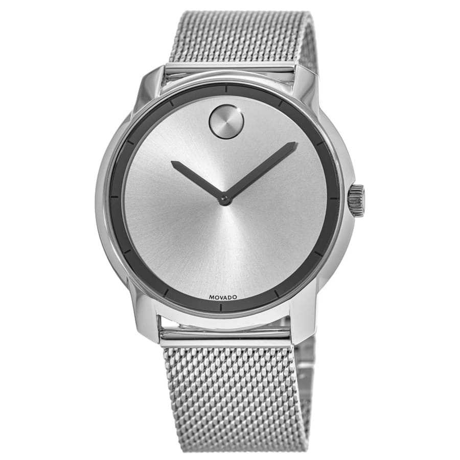 

Movado Bold Silver Sunray Mesh Браслет 44 мм Мужские часы 3600260