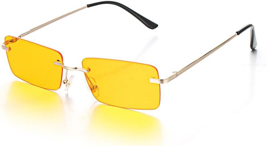 

Солнцезащитные очки без оправы прямоугольной формы 2027 года для женщин, модные очки без оправы для мужчин, сверхлегкие очки с защитой от УФ-излучения UV400 MTZJH, Yellow