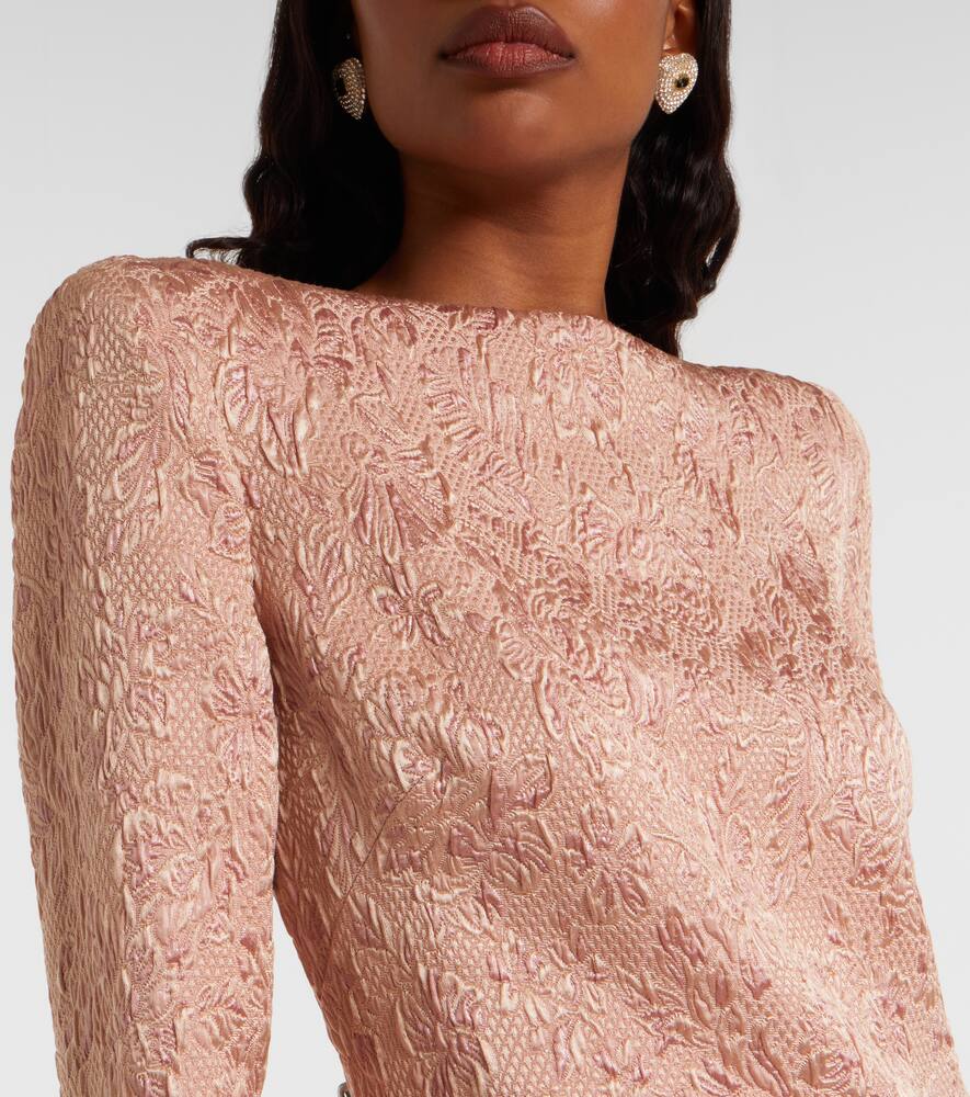 Мини-платье матлессе из смеси шерсти и шелка Valentino, Rosa Antico — фото 4