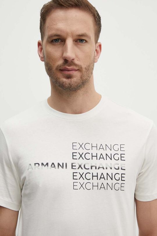 

Хлопковая футболка Armani Exchange, бежевый