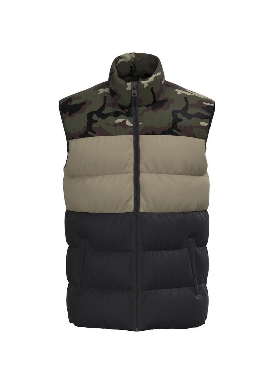 

Жилет ONLY & SONS, цвет Olive Night-Camo-Twill-Black