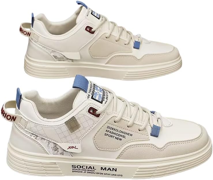 

Мужские удобные скейтбордические кроссовки Clolinde больших размеров - спортивные повседневные кроссовки на плоской подошве для стильного и универсального ношения, бежевый