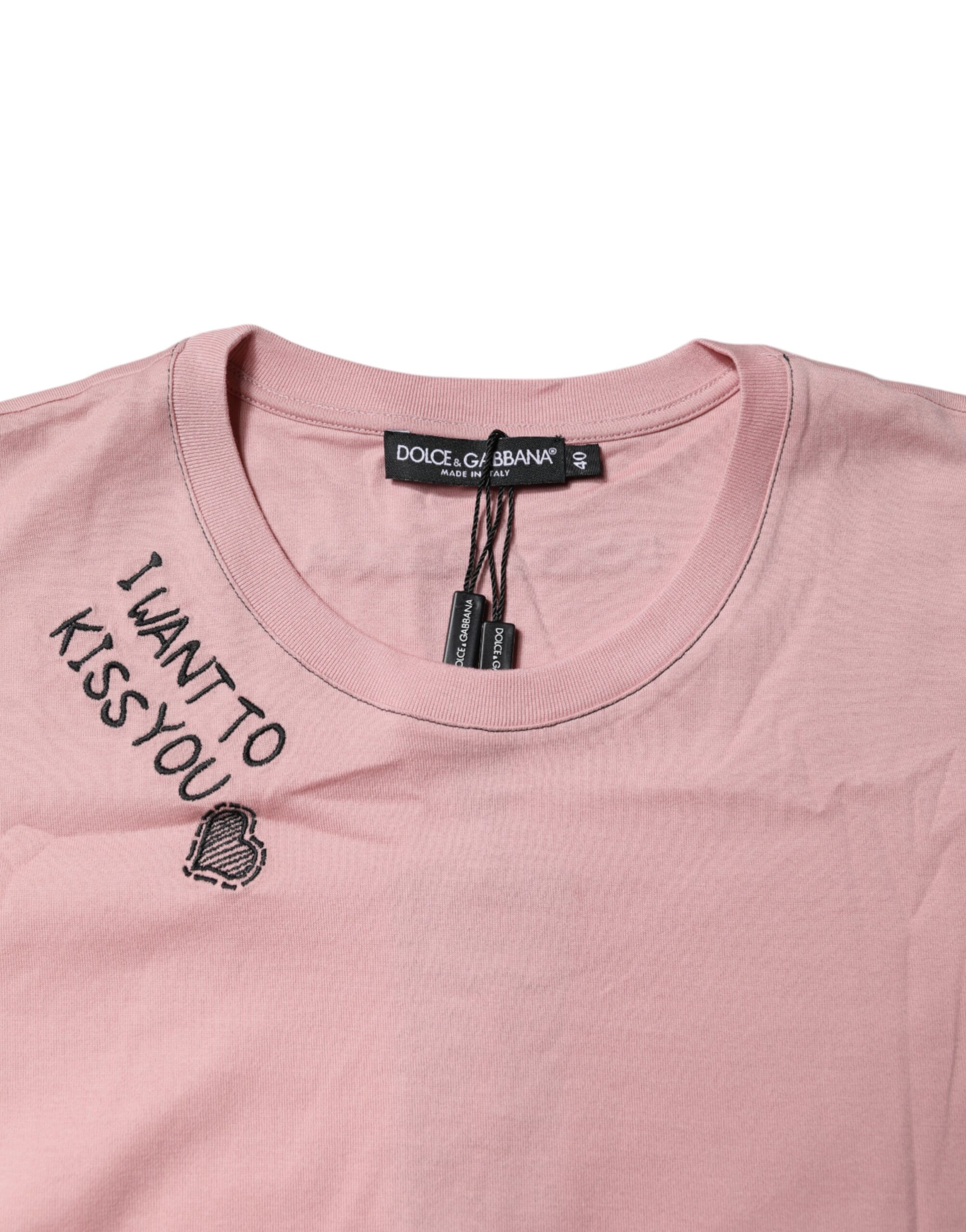 Футболка из хлопка с круглым вырезом и принтом розового логотипа Dolce & Gabbana — фото 4