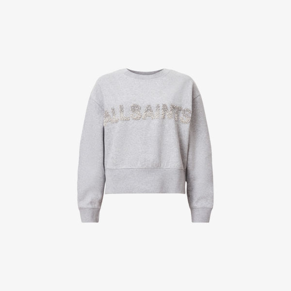 

Свитшот с пайетками из хлопковой смеси Separo Allsaints, серый