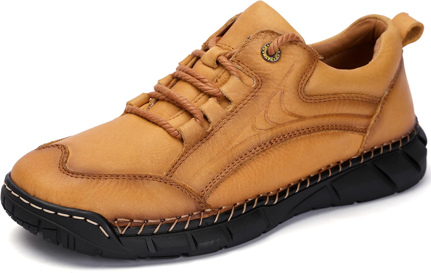 

Мужские кожаные туфли на шнуровке Honeystore, мокасины, повседневные для вождения, коричневый