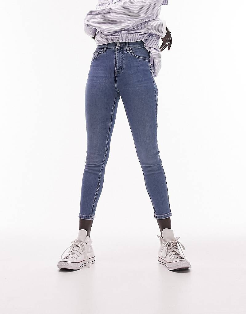 

Голубые джинсы с высокой посадкой Topshop Petite Jamie
