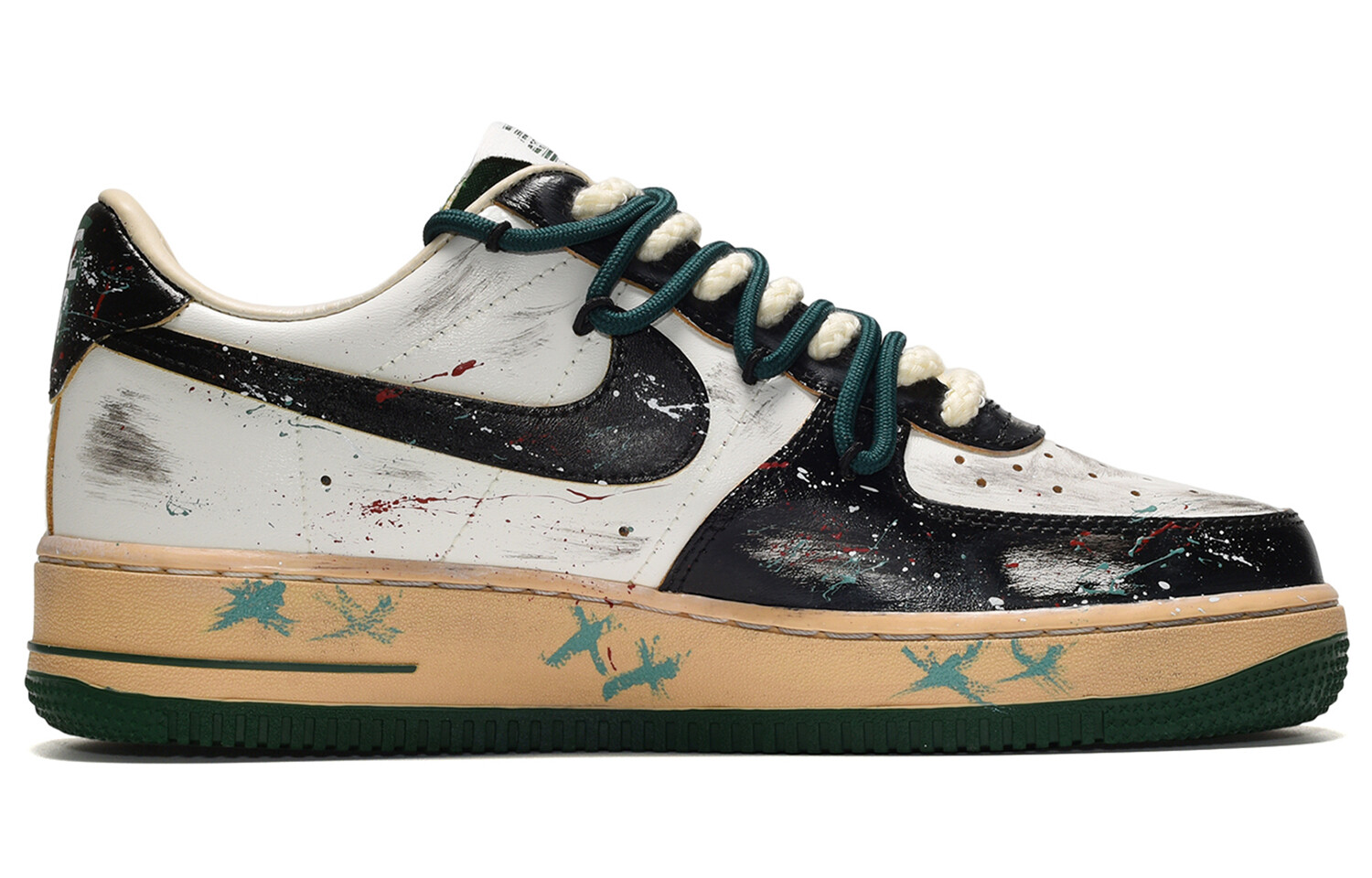 

Кроссовки Nike Air Force 1 Skateboard Shoes Women's Low-Top Black White Green