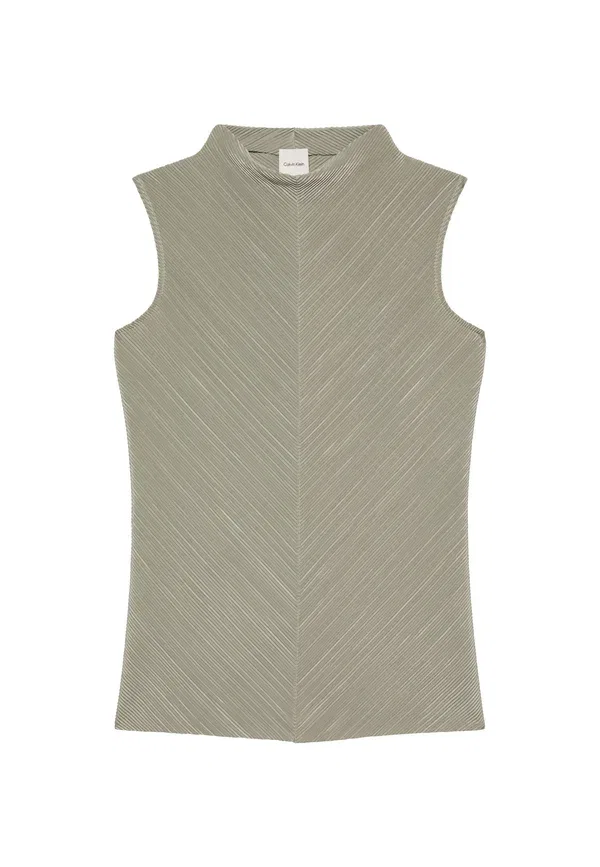 Блуза Calvin Klein Plisse mock neck top, жареный кешью — фото 4