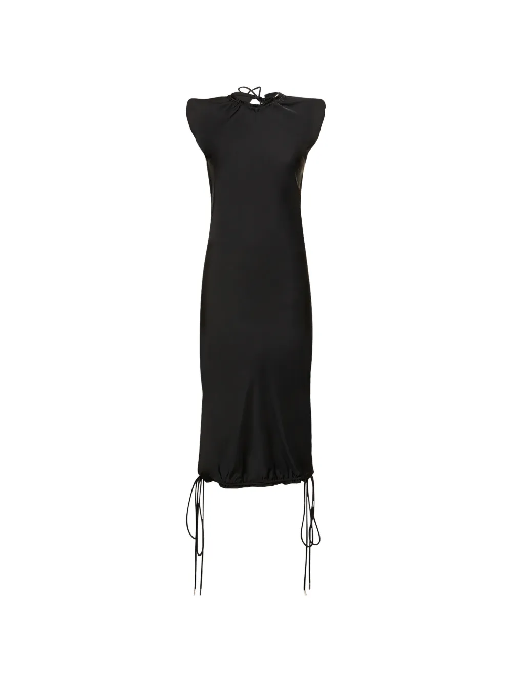 

Платье миди с драпированными бретелями The Attico, черный
