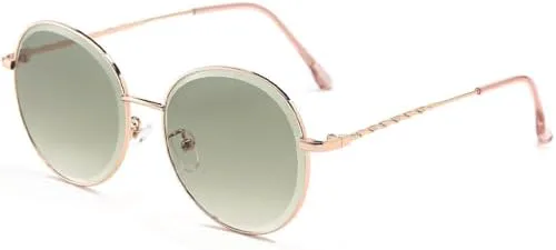 

Круглые солнцезащитные очки большого размера для мужчин, с градиентным переходом цвета, для женщин, в металлической оправе, стильные очки MTZJH, Gradient Green