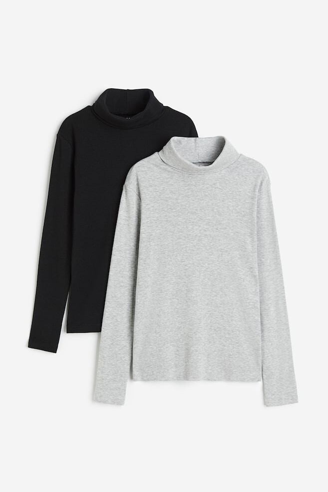 

Комплект из 2 хлопковых рубашек с высоким воротником H&M, серый