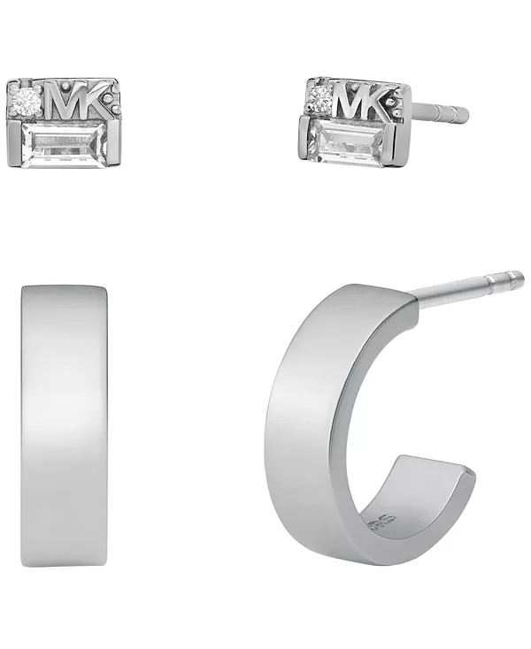 

Двойной набор из латунных серег Michael Kors, silver