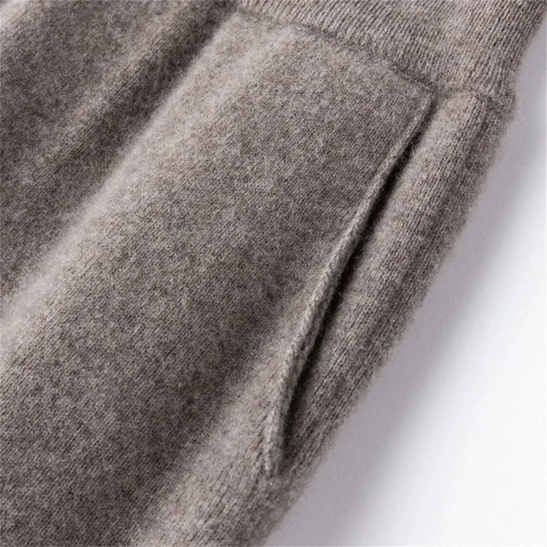 Женские брюки из шерсти, высокие, Elastic Waist, Khaki — фото 2