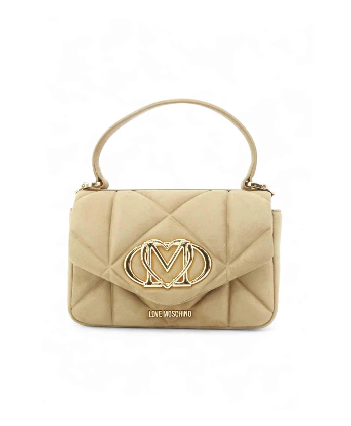 

Стеганая сумка из мягкой ткани. Love Moschino, бежевый