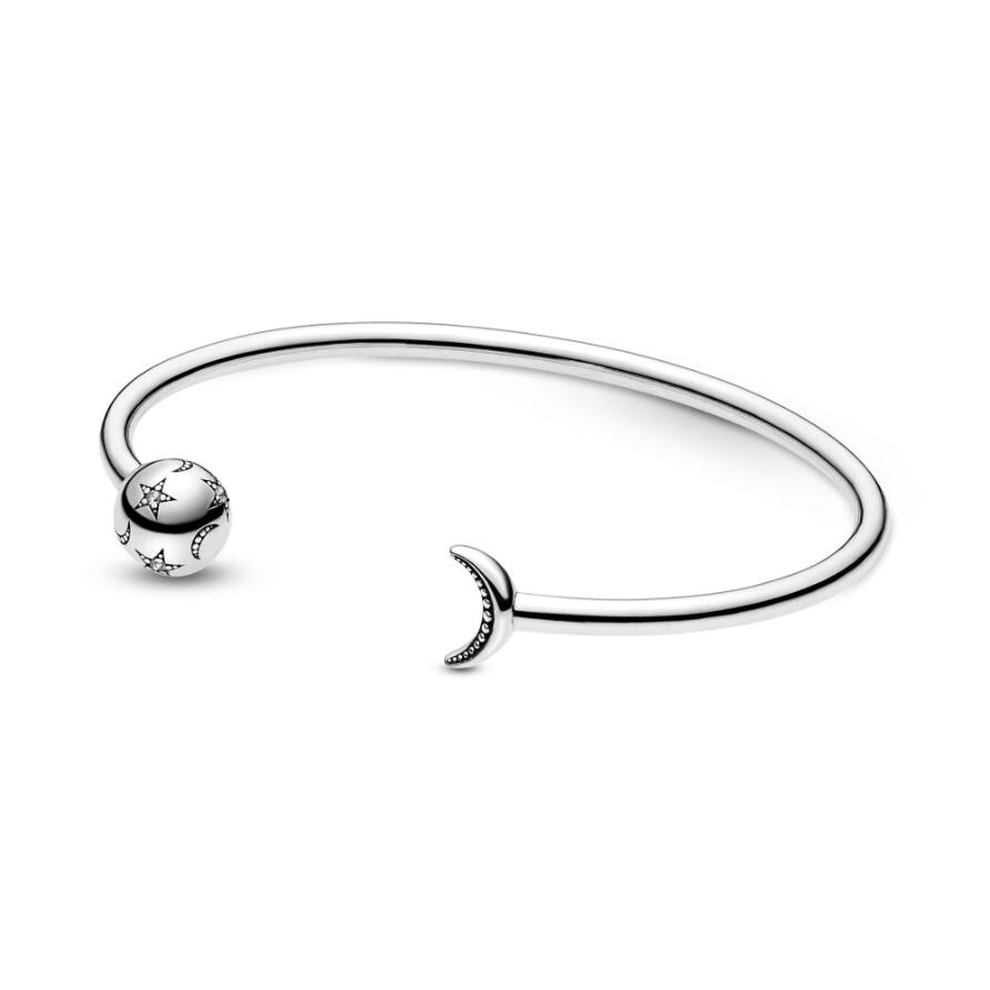 

Браслет Pandora Moments Moon & Stars Open Bangle, стерлинговое серебро