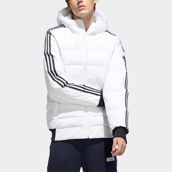Пуховик adidas neo M Sprt Dwn Puff Casual Sports hooded down Jacket White, белый — фото 3