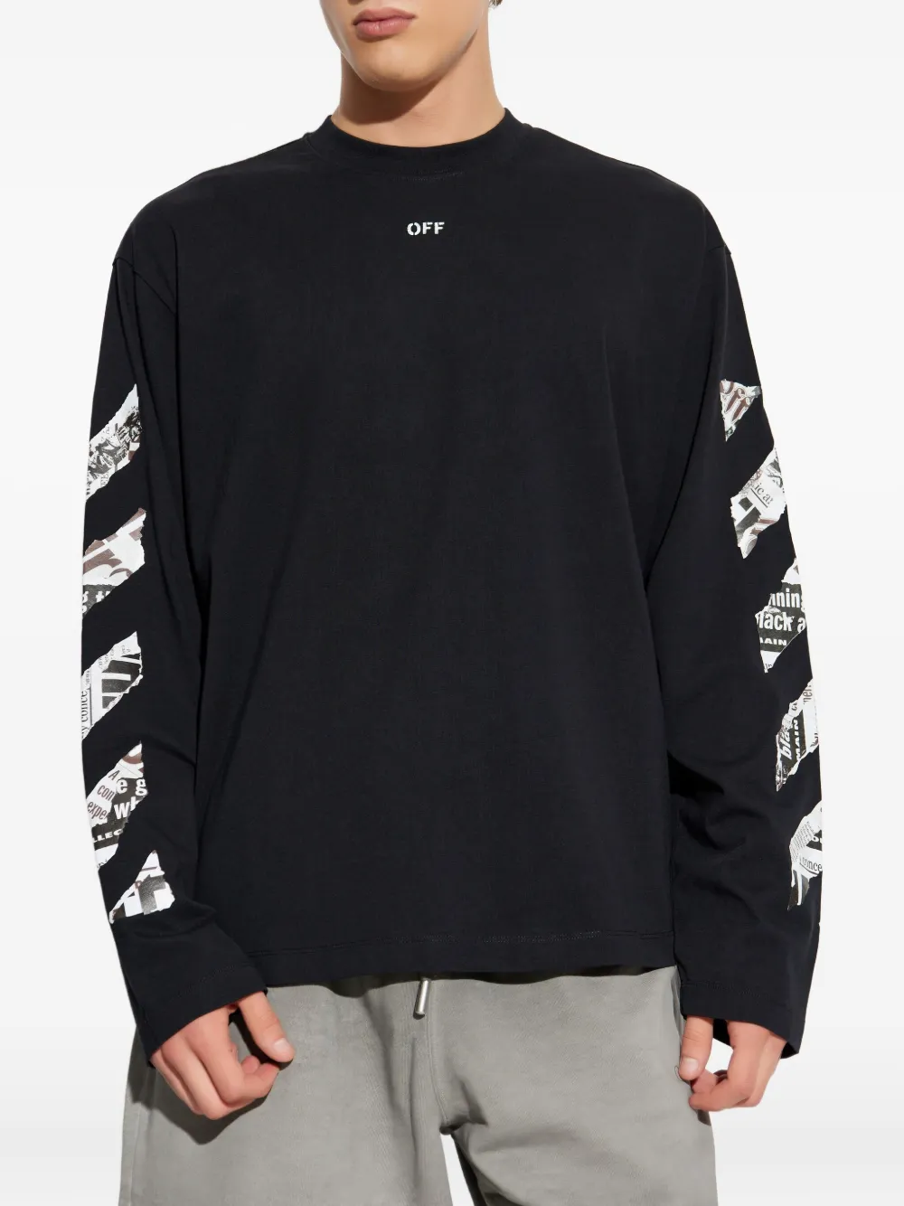 Футболка с длинными рукавами с принтом Off-White, черный — фото 3