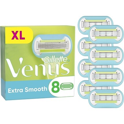 

Лезвия для бритвы Venus Extra Smooth для женщин, 8 сменных лубрастрипов с маслом авокадо Skincushion, Gillette