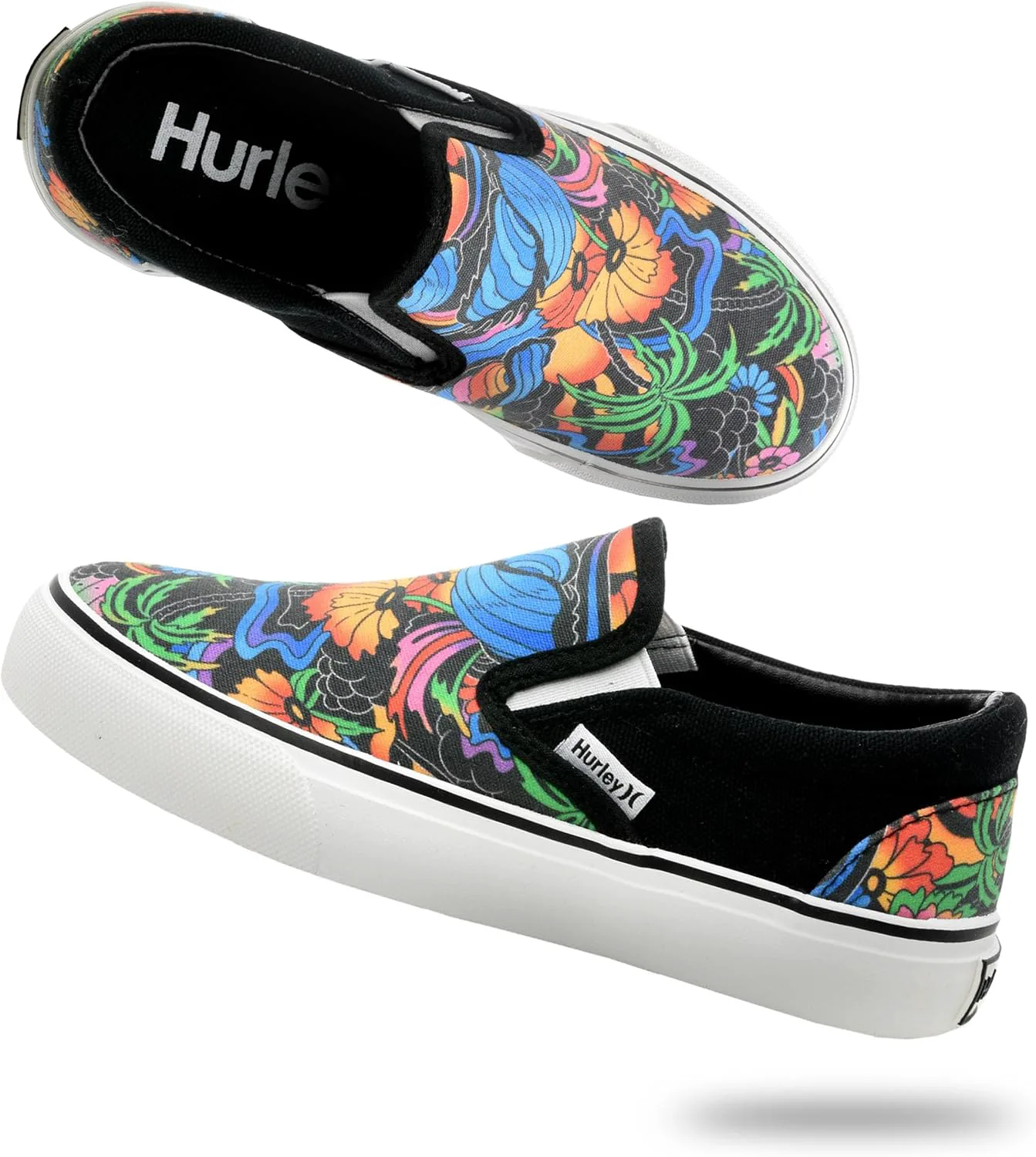 

Детские слипоны Hurley из холщовой ткани для скейтбординга для мальчиков и девочек - легкие низкие кроссовки для скейтбординга для детей