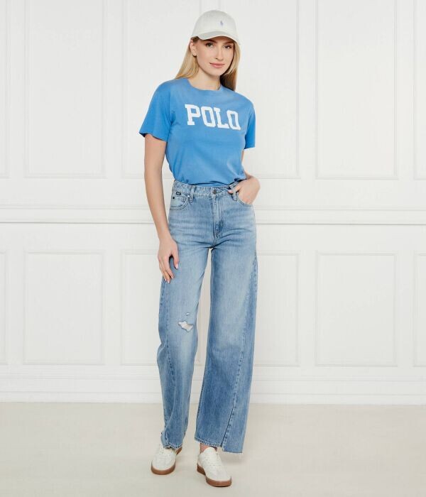 Футболка женская Polo Ralph Lauren с надписью, синий — фото 2
