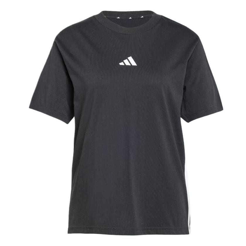 Adidas Женская футболка Essentials 3 Stripes Cotton Black/White — фото 2