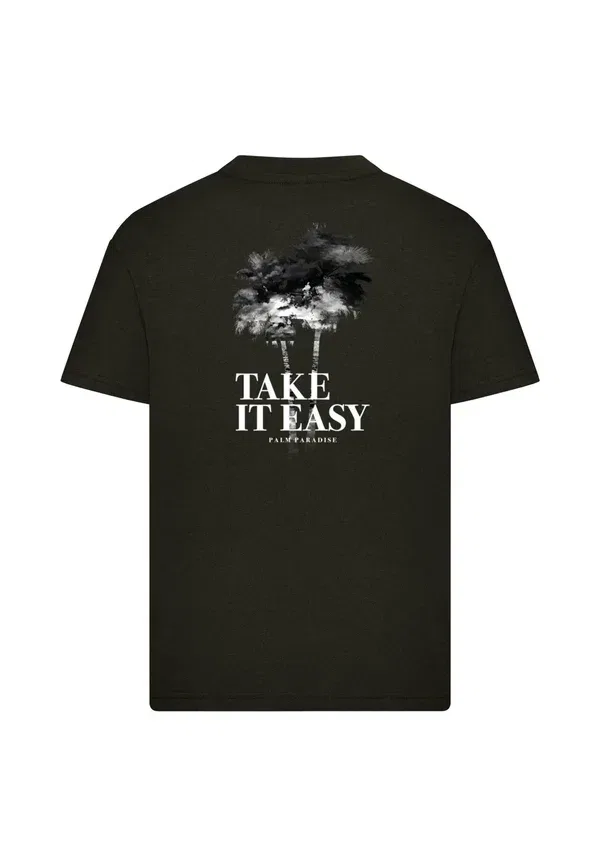 Футболка Mister Tee Take it easy palm paradise print t-shirt, черный — фото 4