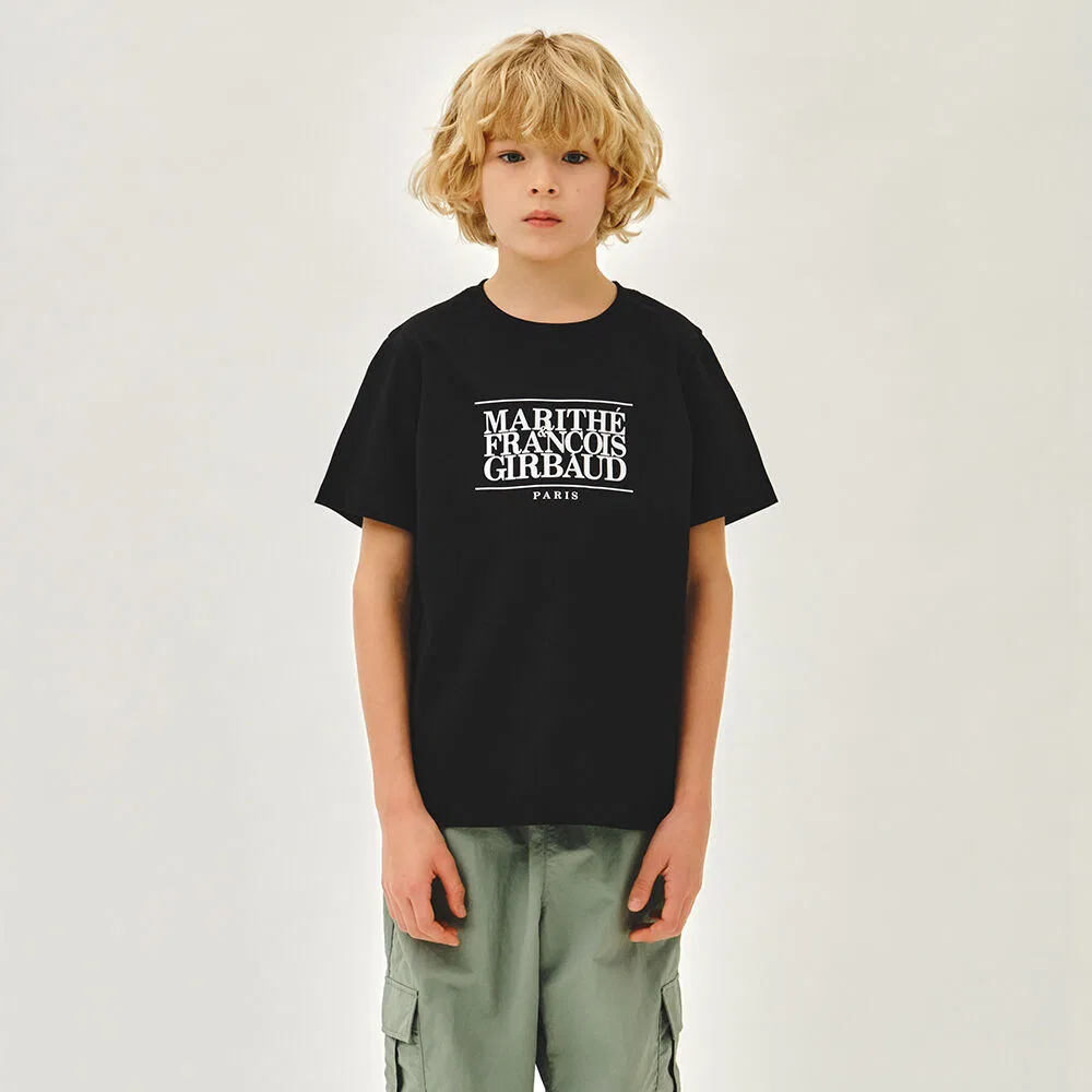 Детская футболка с классическим логотипом, чёрная, от Marithé Kids