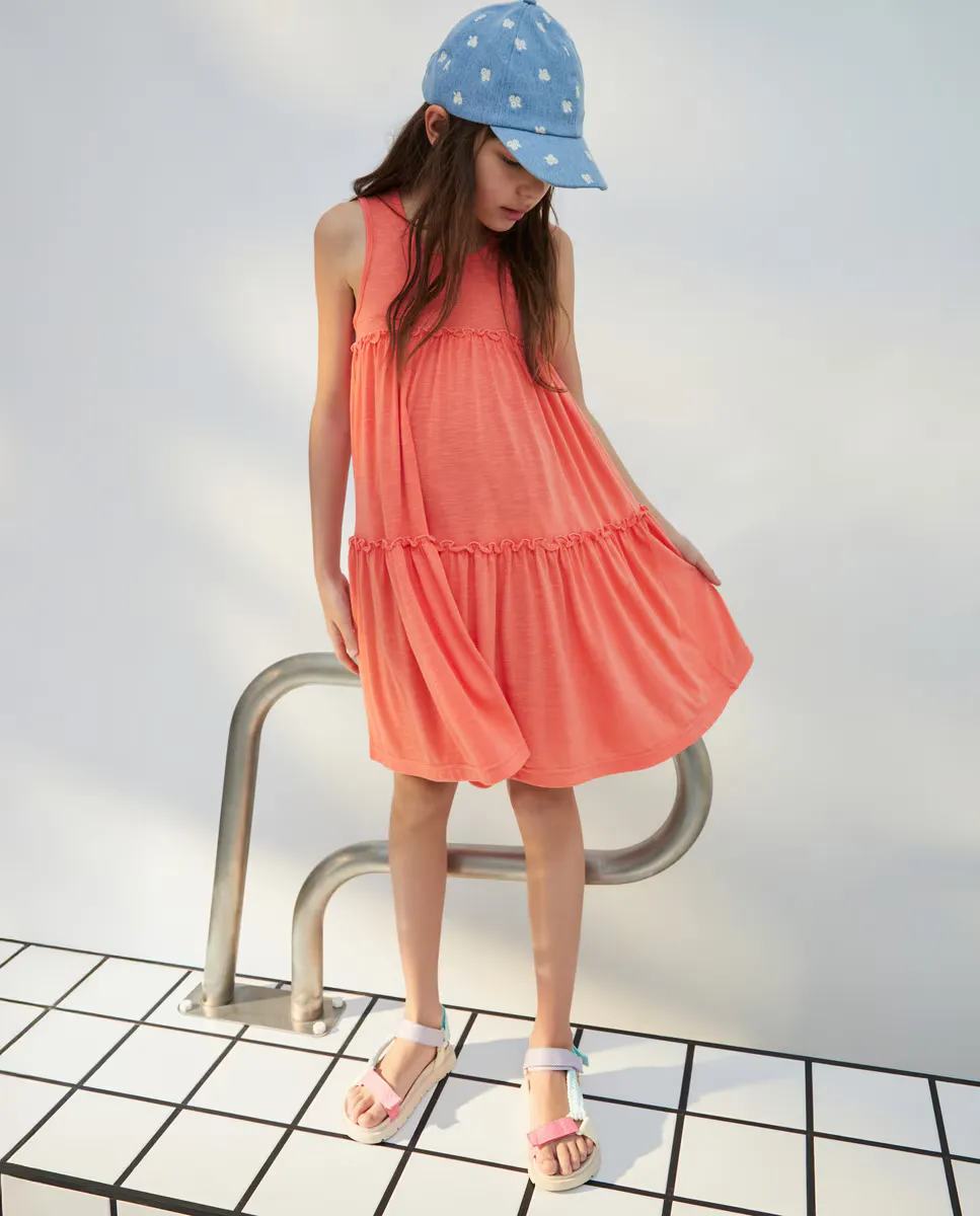 

Однотонное платье с рисунком пламени для девочек Kids El Corte Inglés, цвет 630 Coral