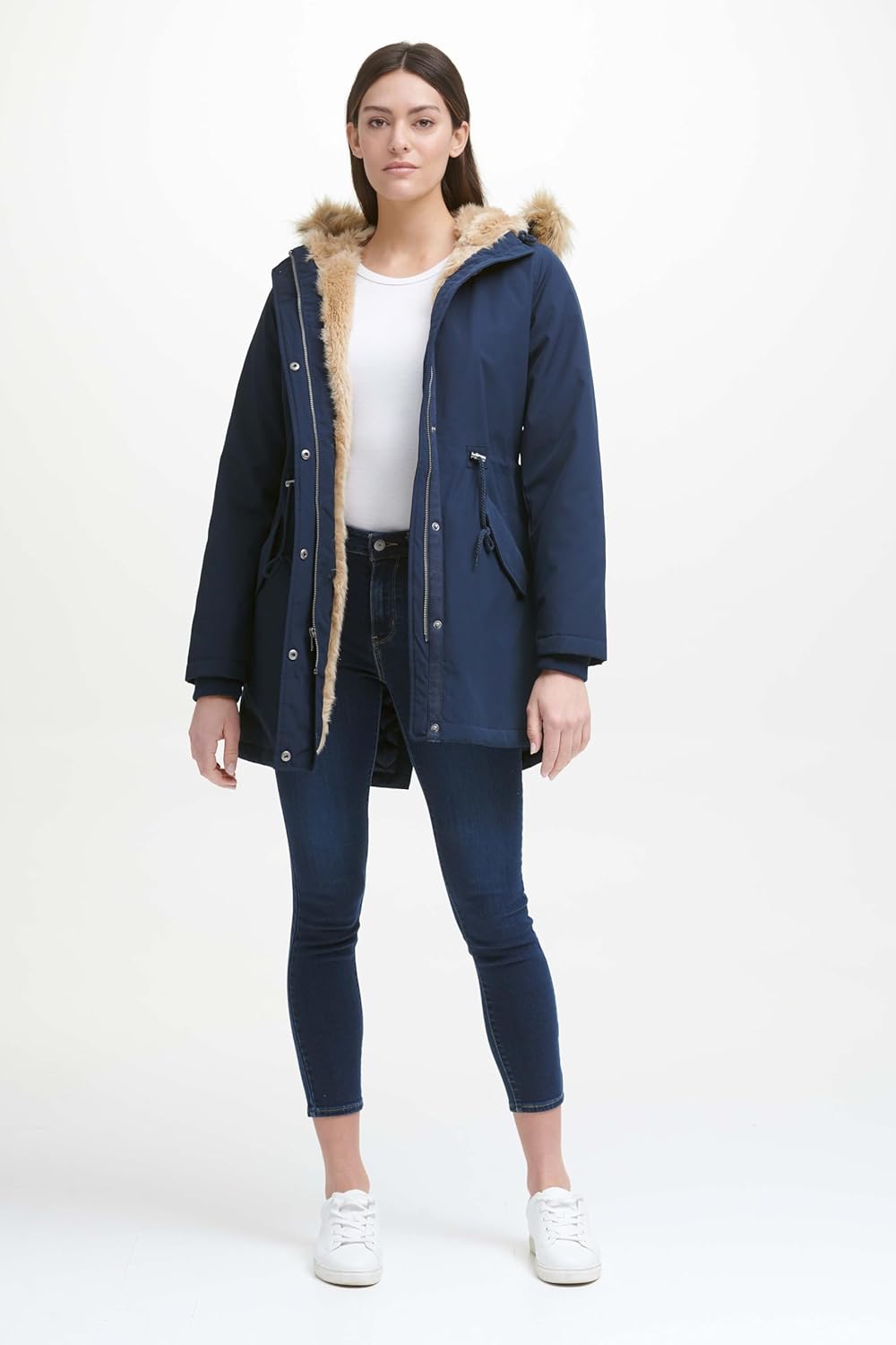 Женская парка Levi's с капюшоном и подкладкой из искусственного меха (стандартные и большие размеры), Navy — фото 2