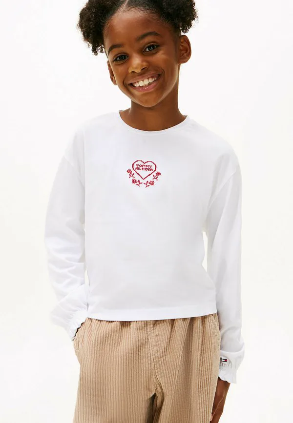 Футболка с длинными рукавами и вышивкой в виде сердца Tommy Hilfiger, White — фото 2