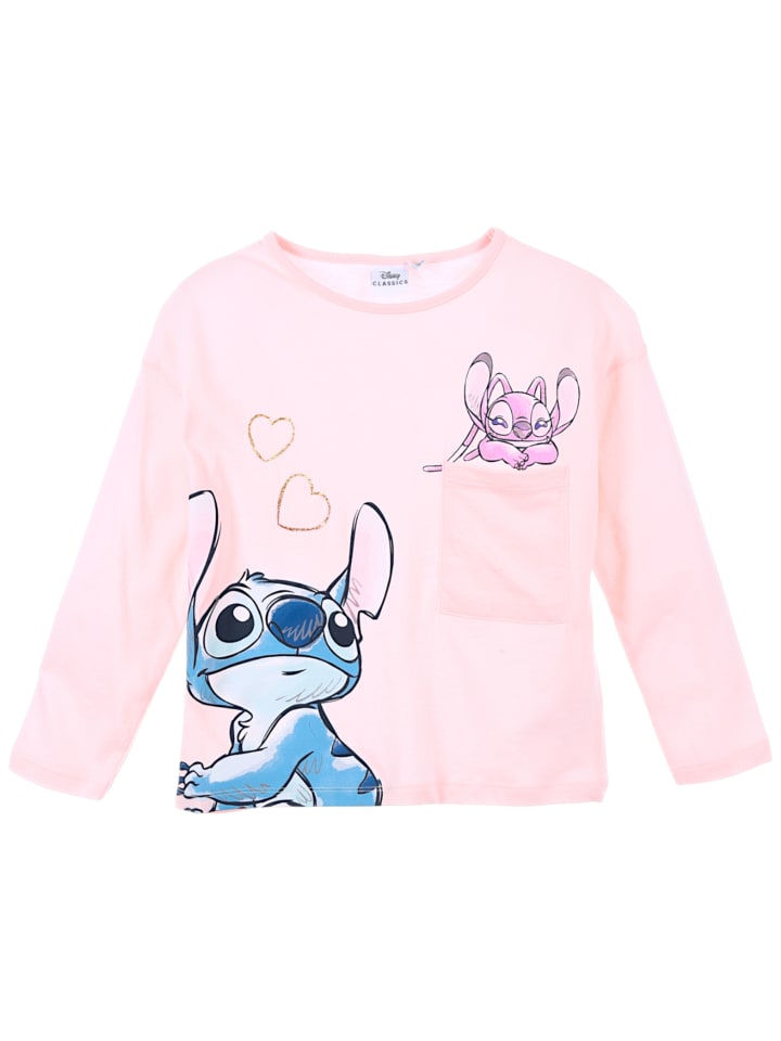 

Рубашка Disney Stitch с длинными рукавами и блестками розового цвета Lilo & Stitch