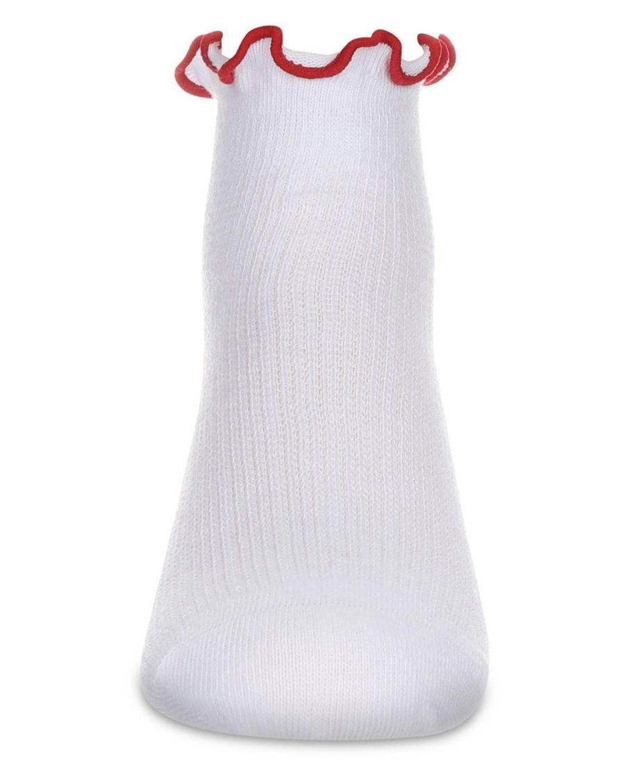 Цветные носки-перчатки с оборками для девочек MeMoi, White-red — фото 2
