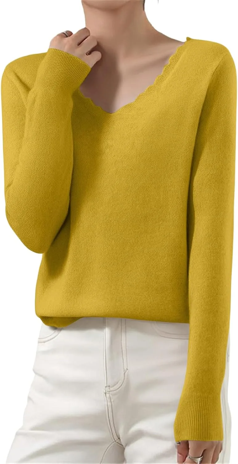 

V-образный свитер для женщин, модный осенний, уютный вязаный FlekmanArt