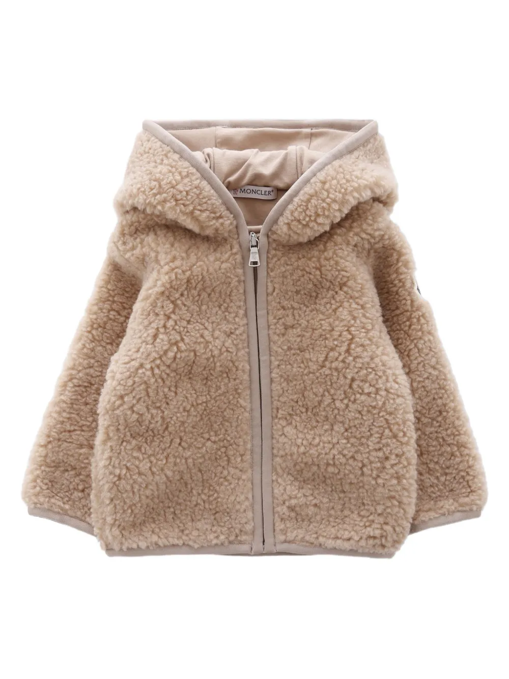 

Пальто из шерпы с нашивкой-логотипом Moncler Enfant, нейтральный