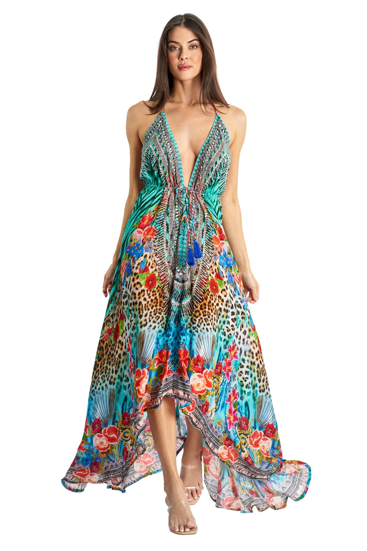 

Платье макси с бретелью через шею Demetra La Moda Clothing, цвет multi