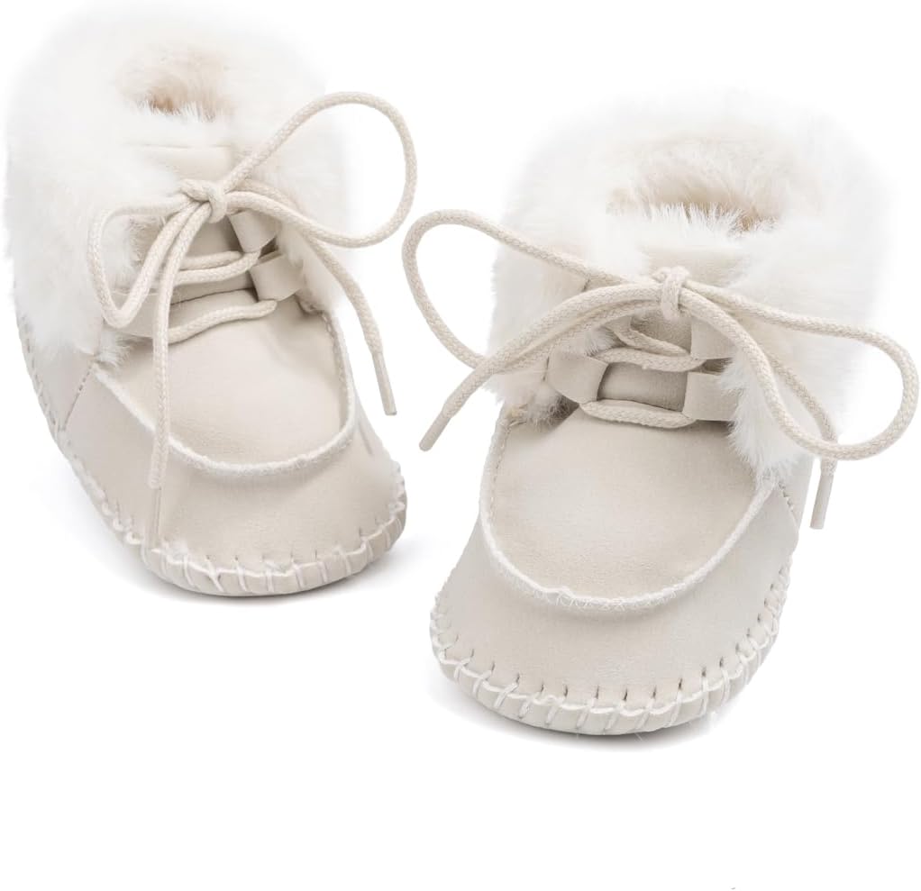 

HsdsBebe Детские ботиночки на щиколотку для мальчиков и девочек, флисовые пинетки с противоскользящей резиновой подошвой, кроссовки для малышей, обувь для новорожденных для ходьбы и сна, C3421/Beige