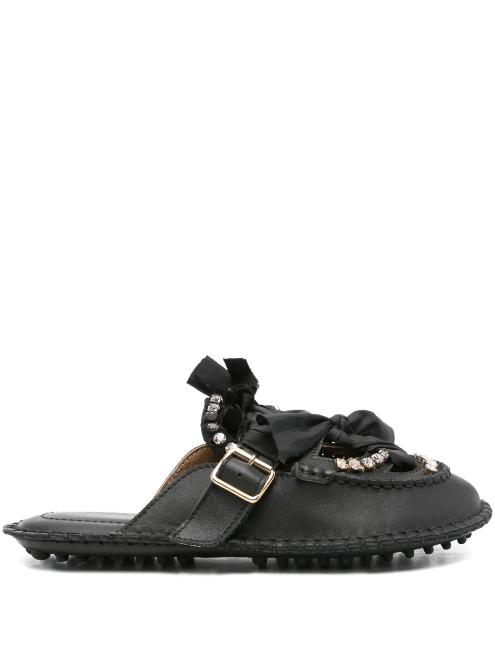 Мюли на плоской подошве с драгоценными камнями в виде Медузы 13 09 SR, черный