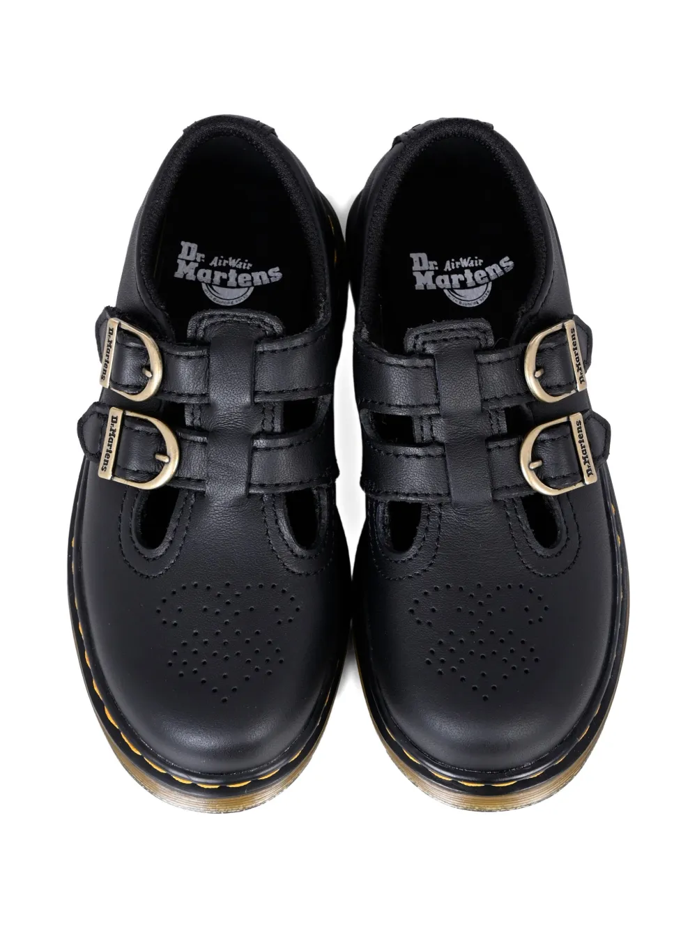 8065 кожаные мокасины с пряжкой и ремешком Dr. Martens Kids, черный — фото 3