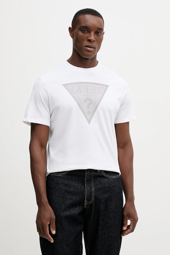 

Хлопковая футболка Guess, белый