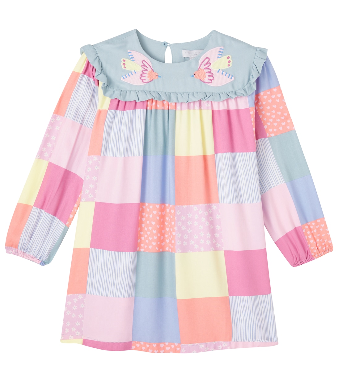 Платье из лоскутного твила Stella McCartney Kids, Multicolor/Multicolor