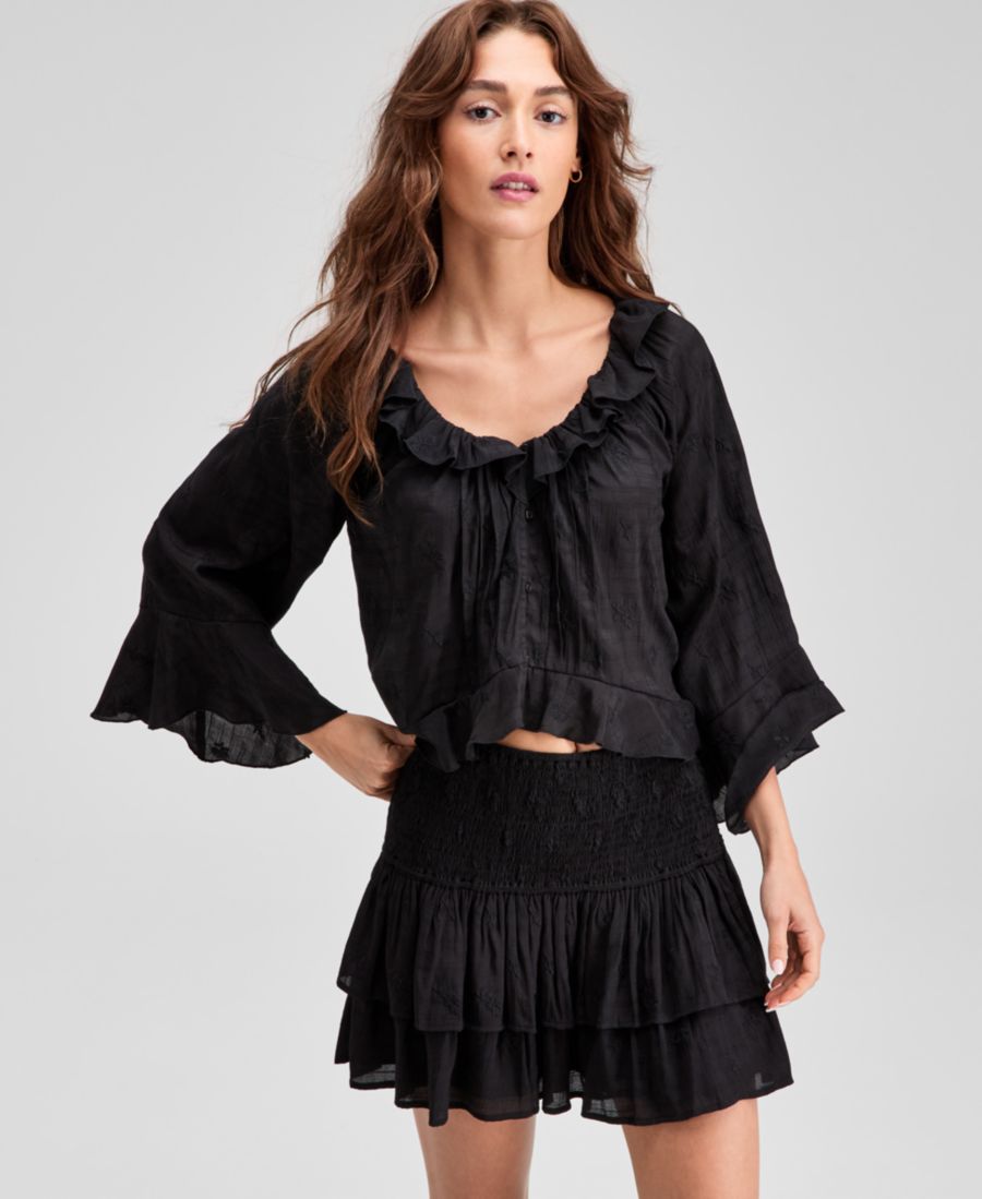 

Женская укороченная блузка с оборками, размеры P/XXS-4X And Now This, Black