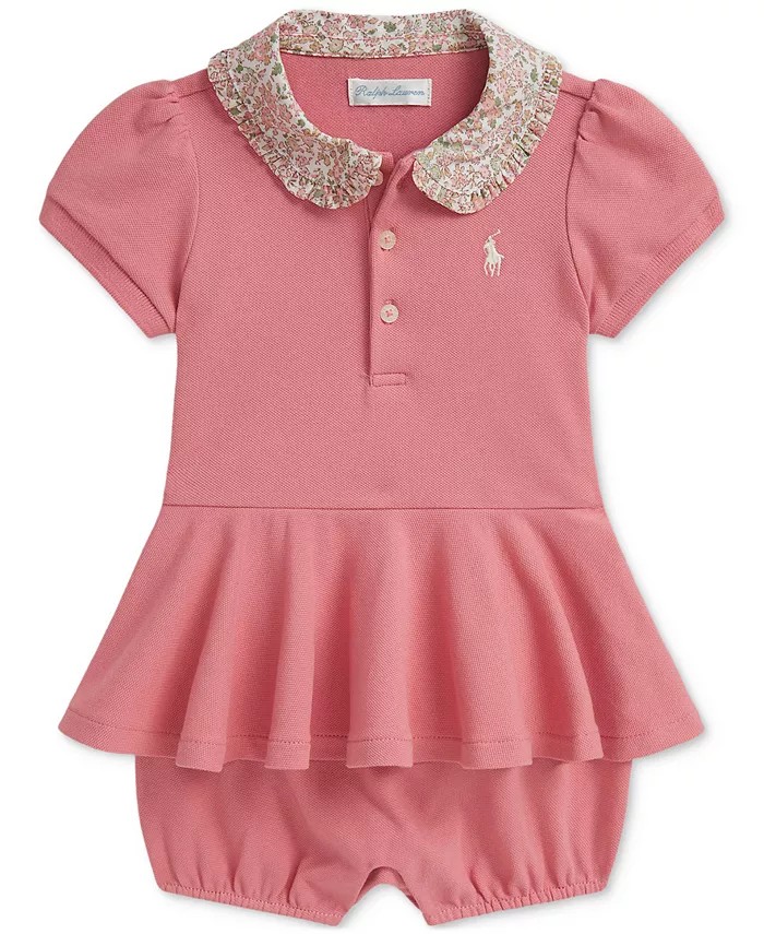 

Комбинезон с баской для девочек Polo Ralph Lauren, розовый