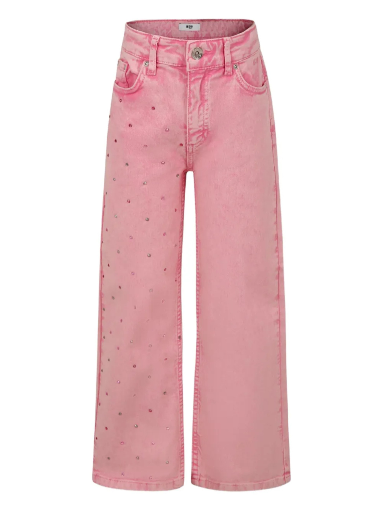 

Расклешенные джинсы MSGM Kids с кристаллами, розовый