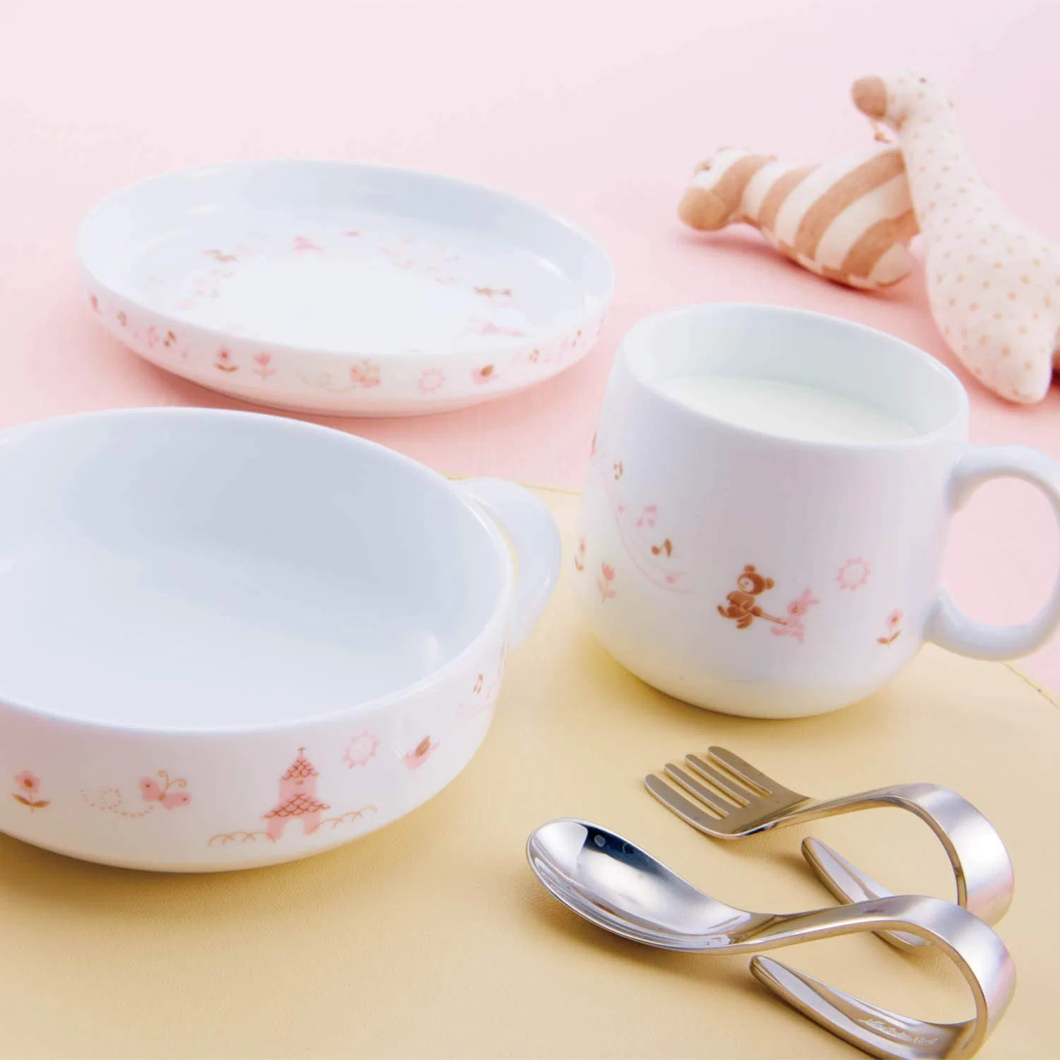 Детская миска с ручкой «Light Step» 16 см, розовая, от Noritake — фото 3