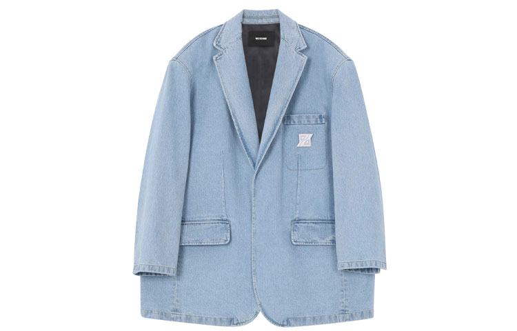 

Пиджак из денима с хлопком и лацканами с вырезом WE11DONE, синий
