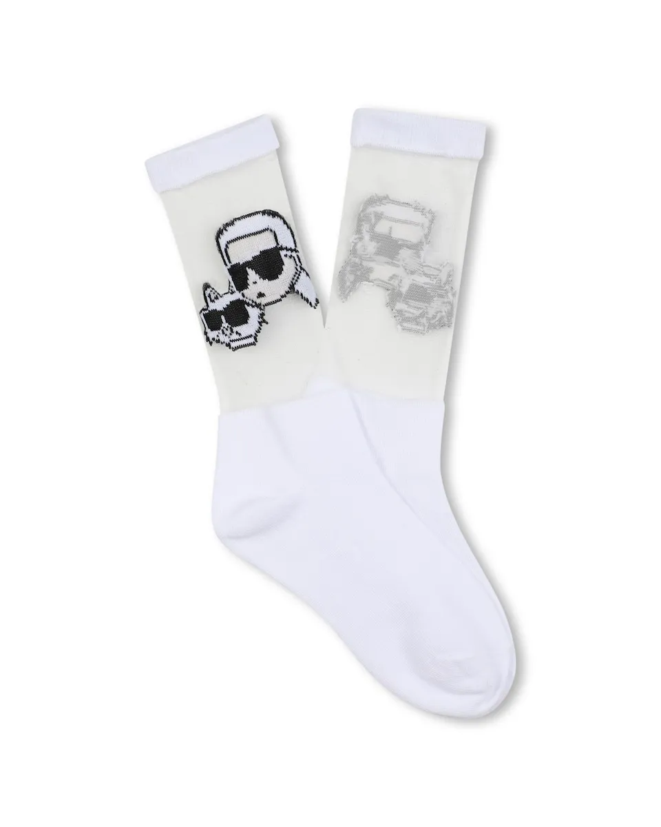 

Детские носки для девочек белого цвета Karl Lagerfeld Kids