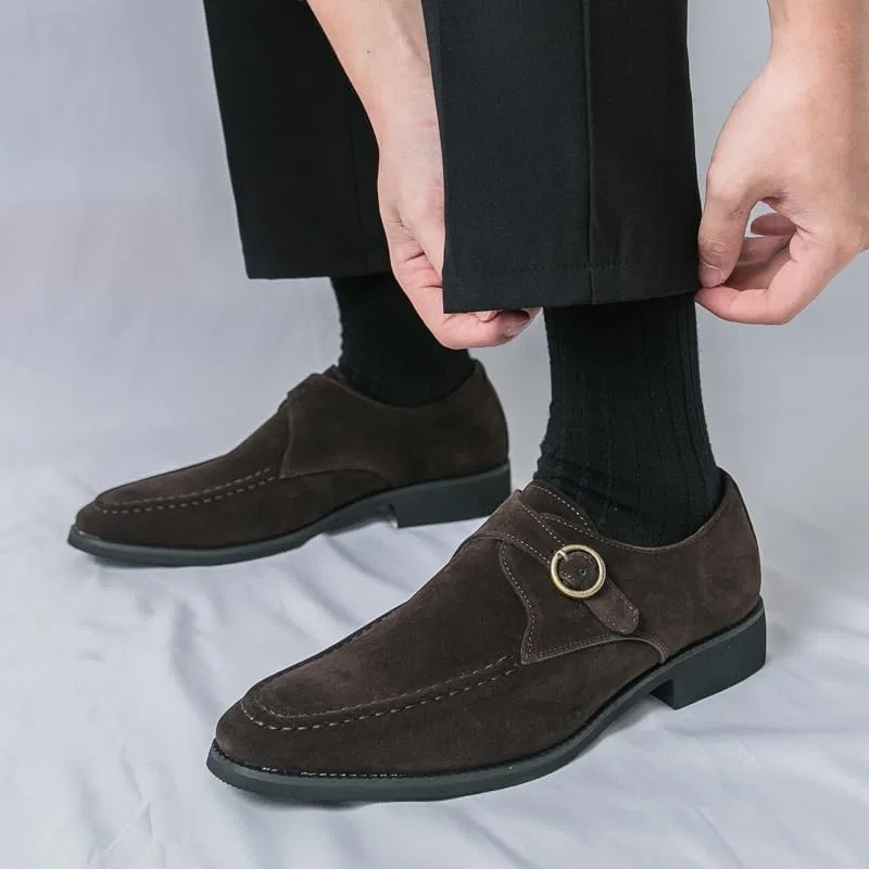 Лоферы мужские кожаные Monk Straps, Brown Senlongbao — фото 4