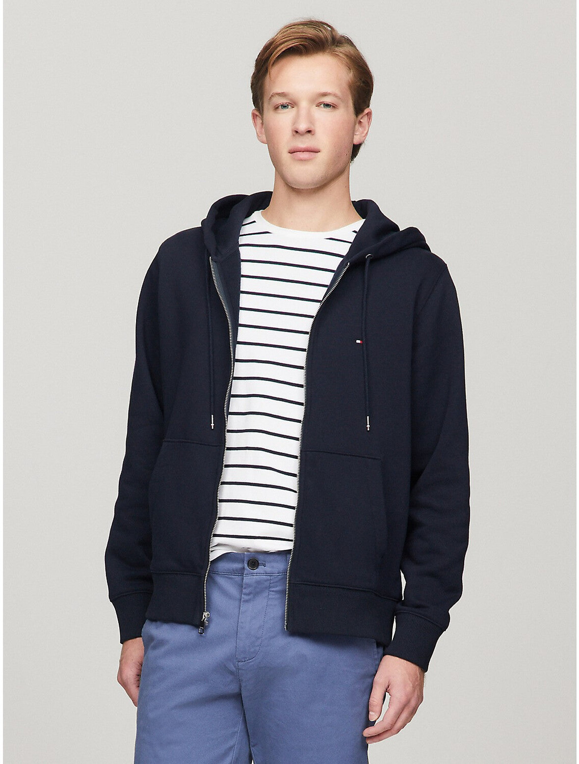 

Мужская толстовка на молнии с логотипом Tommy Hilfiger, темно-синий