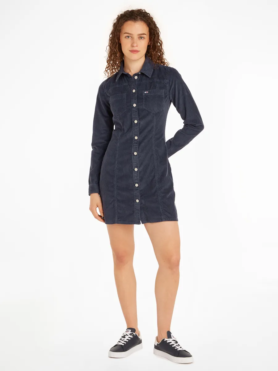 

Вельветовое платье Tommy Jeans "TJW SLIM LS WASHED CORD DRESS", из модного вельветового материала, синий